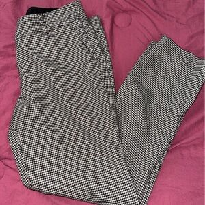 LOFT Black and White Houndstooth Trousers